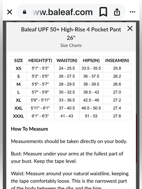 Baleaf UPF 50+ High-Rise 4 Pocket Pant 26" - Picture 5 of 5